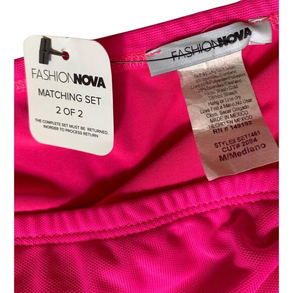 Fashion Nova Hot Pink Ruched Side Drawstring Skirt Size Medium Neon Sexy Stretch - Picture 3 of 3